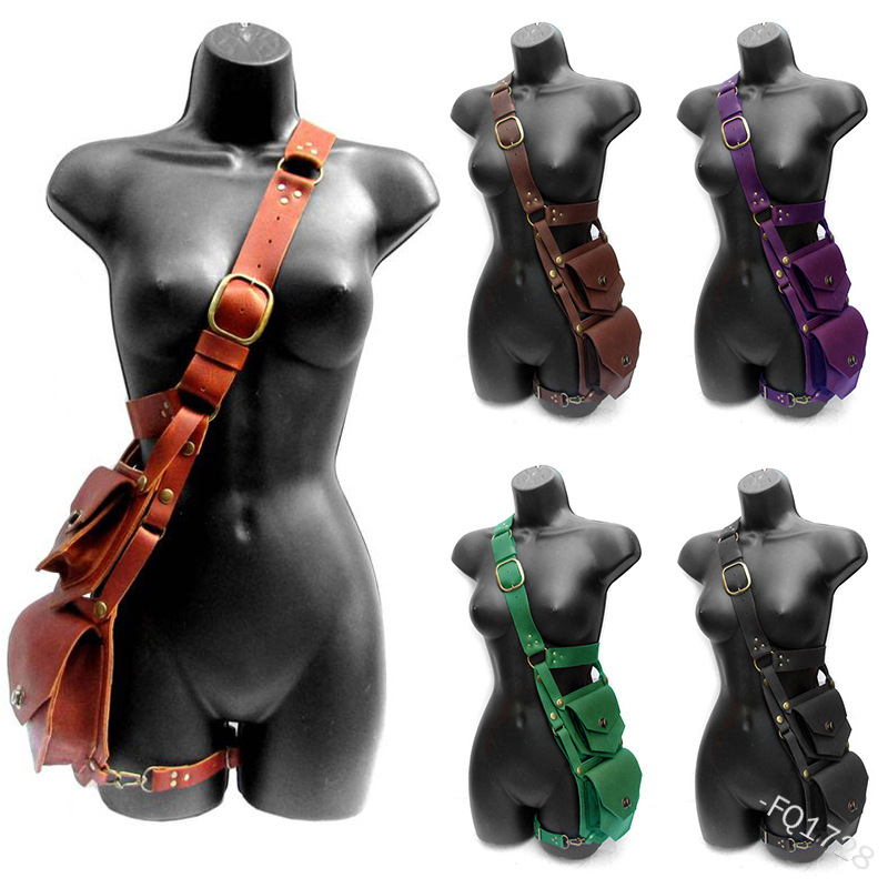 Men'S Viking Accessories - Bolsa Medieval, cinturón, sillín de cuero,