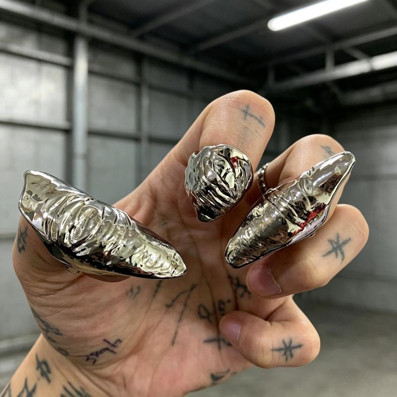 Men Accessories Tips - Anillos de Uñas Metálicos Estilo Punk,