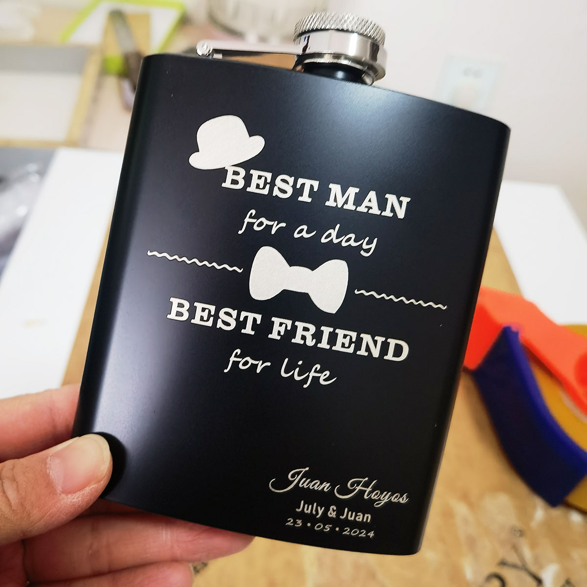 Flask Stainless Steel - Matraz grabado personalizado para hombres, matraz